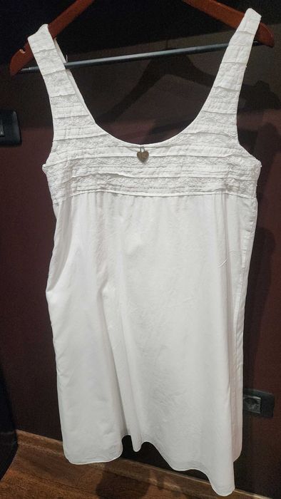 Бяла рокля памук и дантела Twinset размер М