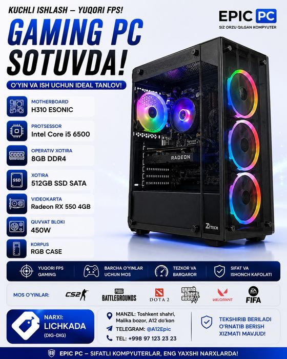 Oyin uchun PC i5 6 avlod