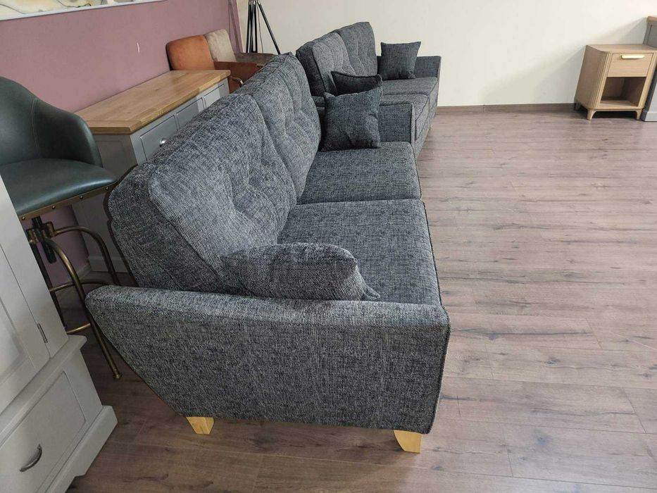 Сив комплект дивани от плат тройка и двойка