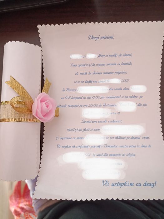 Invitatii nunta/botez- model unicat.
