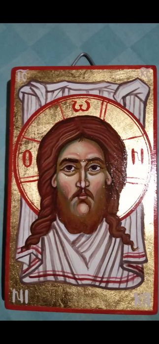 Sfânta Mahramă icoana pictata manual pe lemn A6 13cm/9 cm