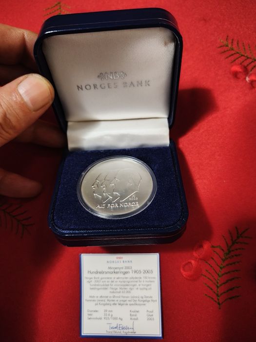 Moneda argint 925 ,100 coroane norvegiene ediție limitată.