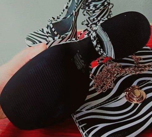 Sandale cu toc french Zebră