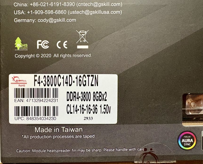 G.SKILL Trident Z Neo DDR4 3800 MHz CL14 !!!