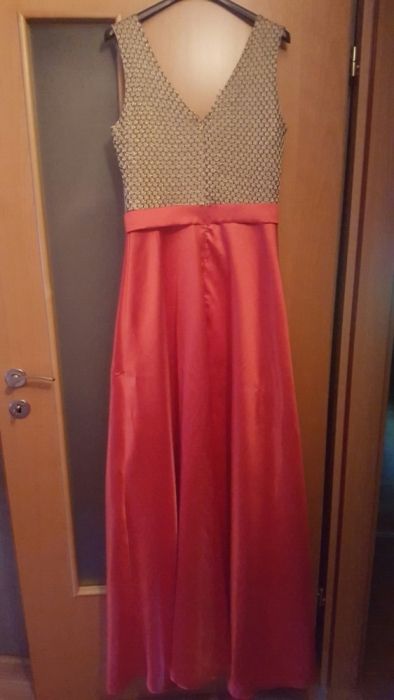 Rochie rosie/auriu lunga