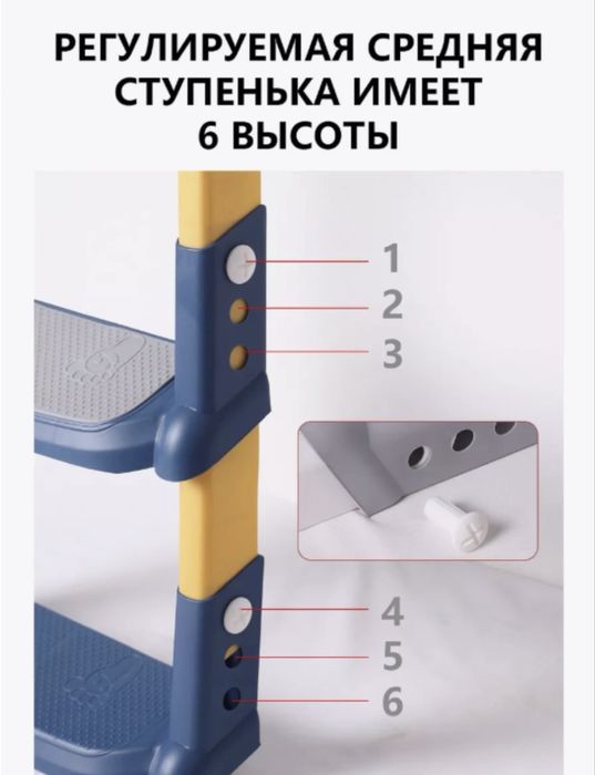 Детское сиденье на унитаз мягкое со ступенькой и лесенкой
