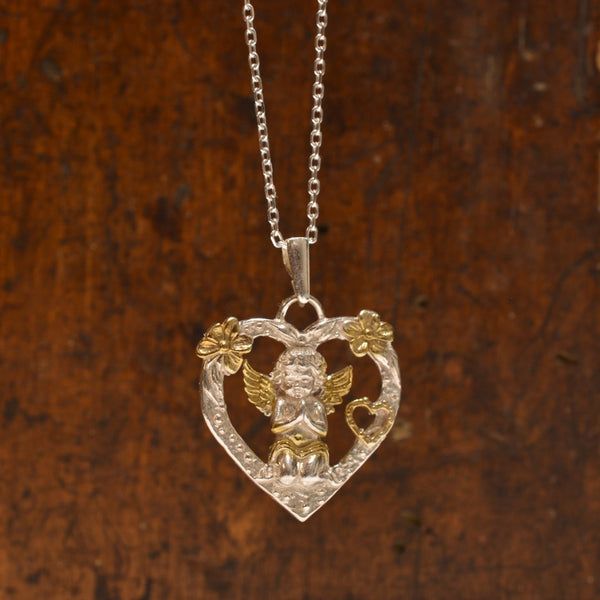 Сребърен медальон 925 „Ангел в сърце“ | Талисман за любов и закрила