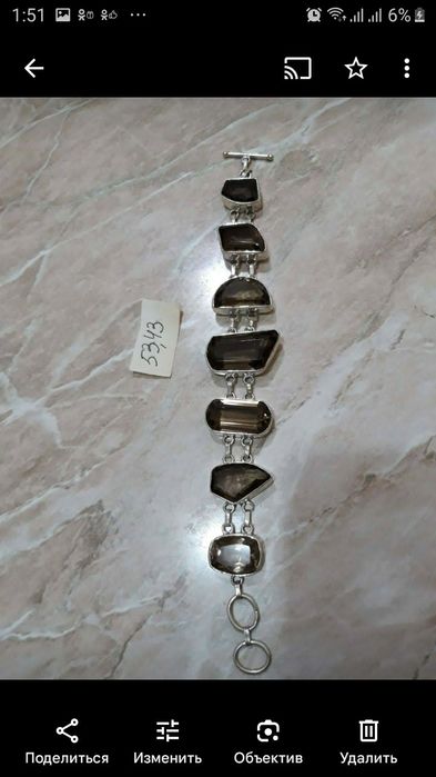 Браслет серебро 925 пробы с натуральными топазами из Тайланда