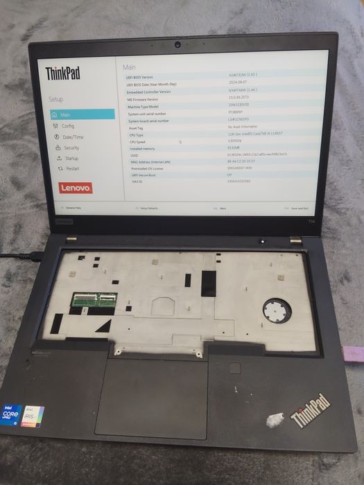 Componente Lenovo Thinkpad T14 gen 2  ,i5-1145G7 ,8gb RAM ,display 14 inch fhd ips curat  incomplet