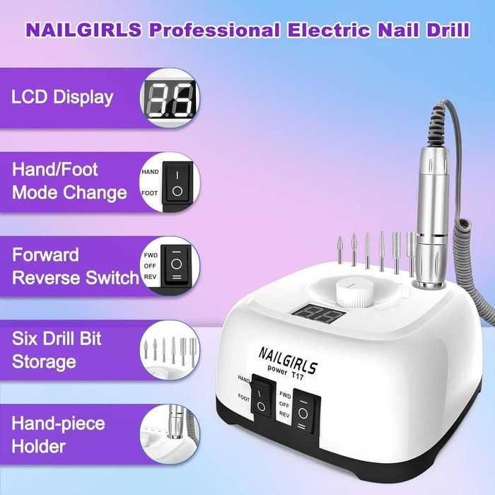 НОВА ПРОФЕСИОНАЛНА пила за маникюр Nailgirls T17, 35000 RPM