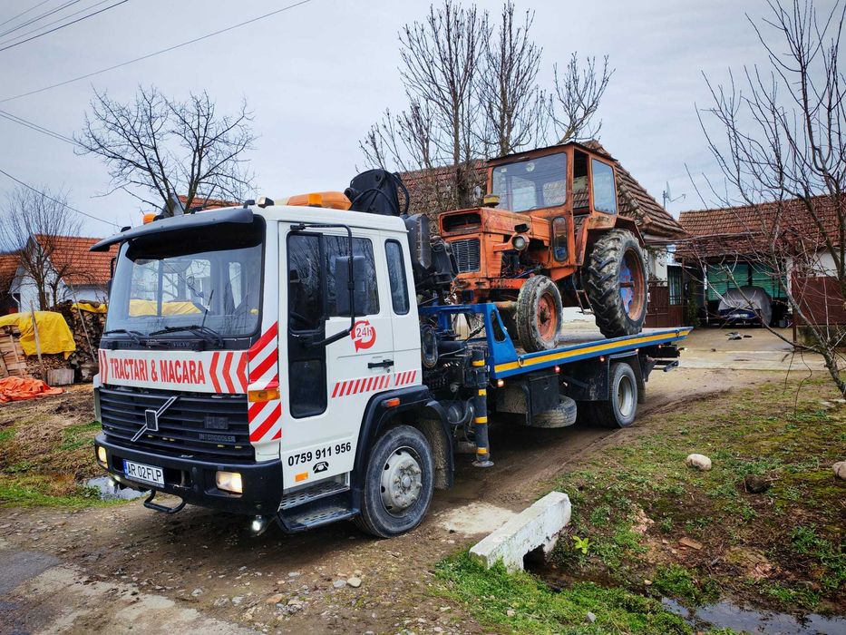 Autoplatforma volvo fl 6 cu macara ,troliu si furca