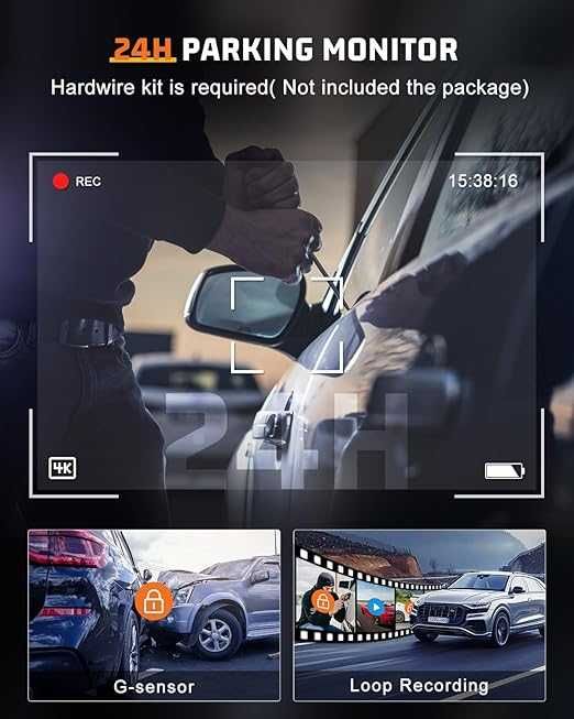 Penemay 4K предна даш, видеорегистраторна камера  с 32GB карта, WiFi