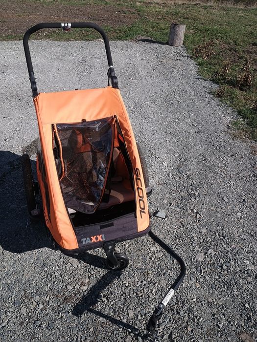 TaXXi Scool 2 Buggy Remorcă bicicletă portocalie  2 copii