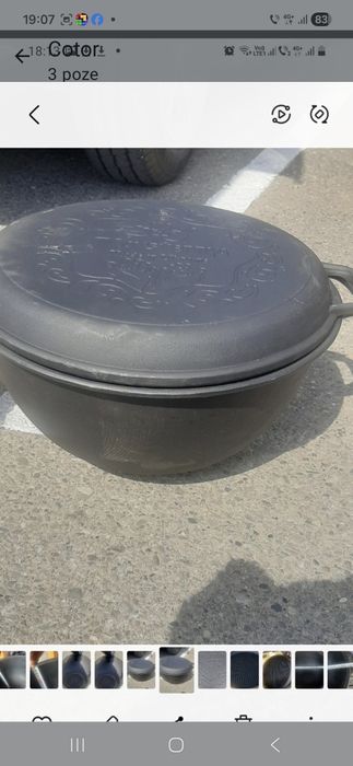 Vand ceaun din fonta cu capac gril nou de 18l