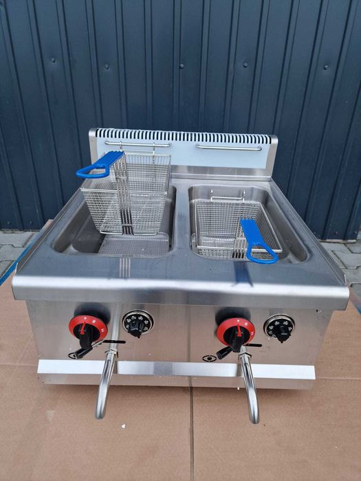 Friteuza Inox pe Gaz, Capacitate 2x15L - Nouă cu Factură și Garanție