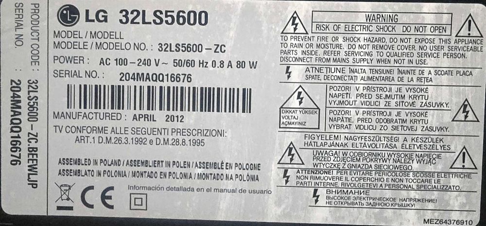 Televizor LG  LED,diagonala 80 cm,Full HD