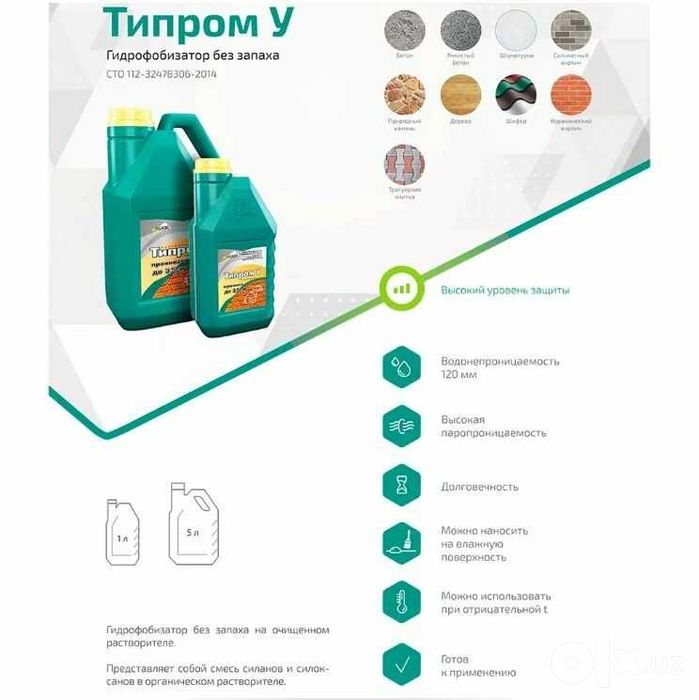 Гидрофобизатор «Типром У» надежная защита фасадов от воды