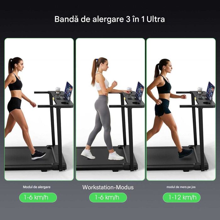 Banda de alergare pliabilă de până la 10 km/h