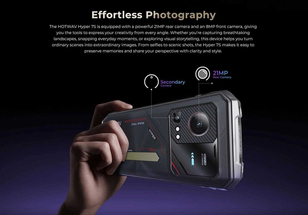 HOTWAV Hyper 7S 5G 16GB RAM 256GB ROM, 10800 mAh, с IP68 защита