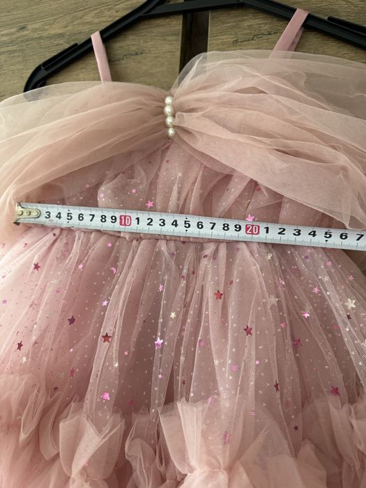 Rochie fetite roz cu tulle si perle
