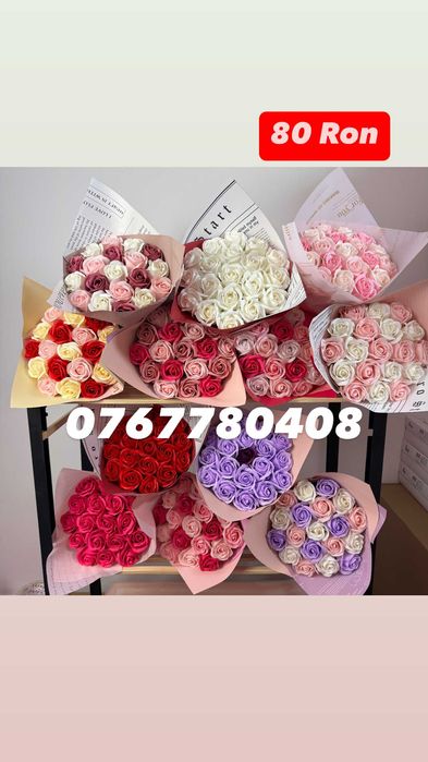 Buchet 19 trandafiri sapun si alte marimi