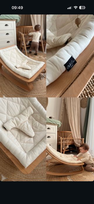 Balansoar pentru bebelusi Levo , crem, alb ,lemn