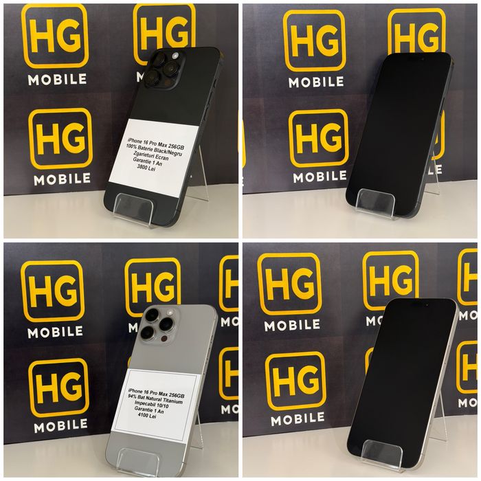 iPhone 16 Pro/Pro Max(Black/Gold/Gri)-256GB, Garantie 1 An