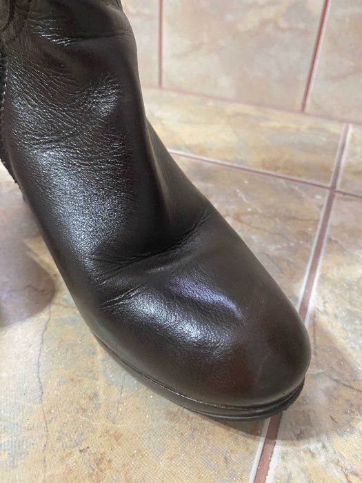 Cizme piele naturala, marime 40, toc 8,5cm, maro