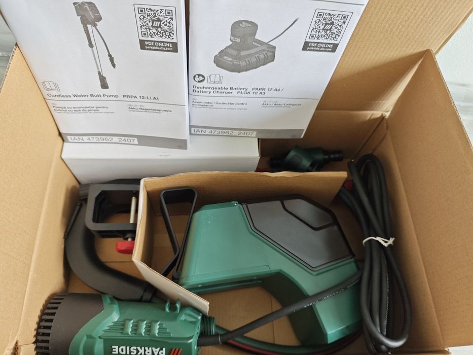 Pompă pentru  apă de ploaie Parkside – PRPA 12-Li A1 – Set  Complet