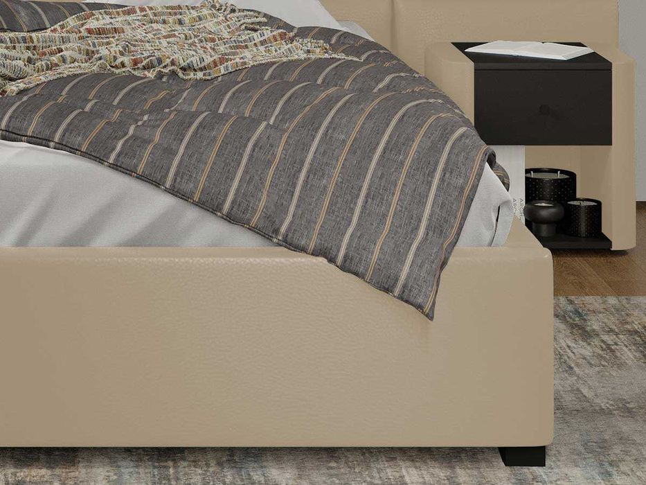 Pat tapitat Cico rabatabil 287 x 114 C2 din piele/stofa Crem Nube 4
