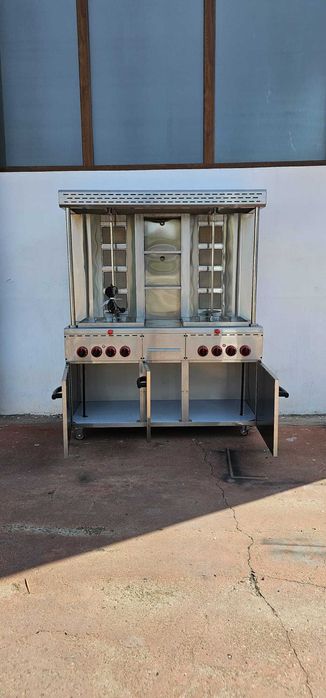 REDUCERE Aparat shaorma dublu gaz 4 arzatoare dulap- Transport Gratuit