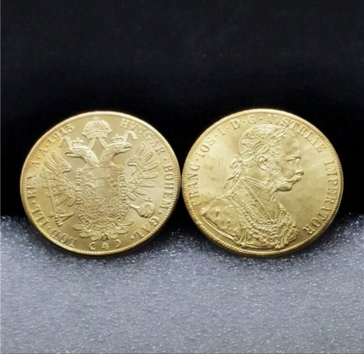 Moneda placata cu aur 24k 1 ducat franz joseph , cocosel , galben