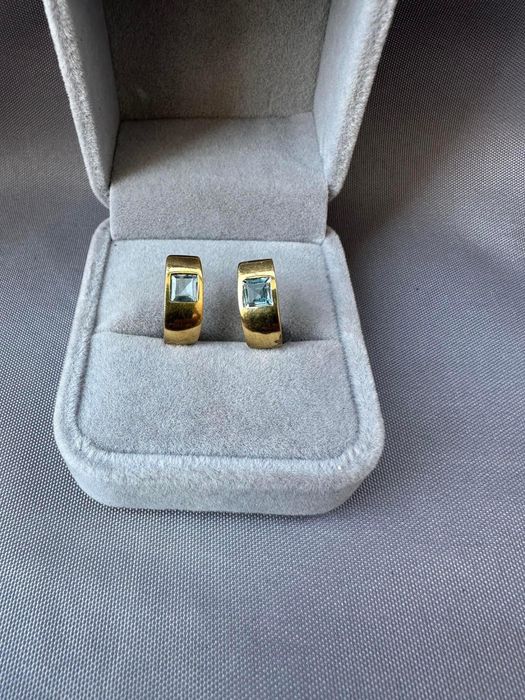 Cercei din aur si acvamarin