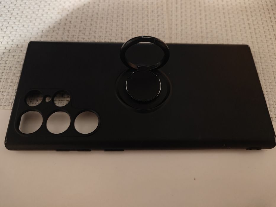 Husa neagra Samsung S22 ultra, silicon cu placuta magnetica SI inel