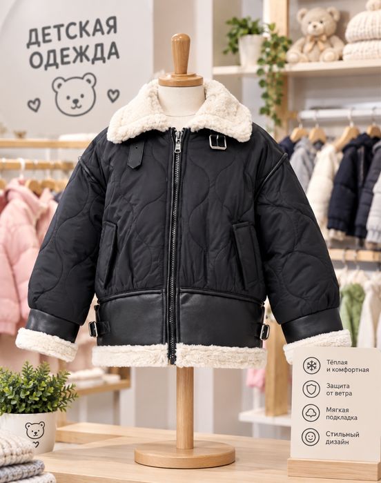 Новая. Стильная куртка пилот. Авиатор. Как дубленка. Корея
