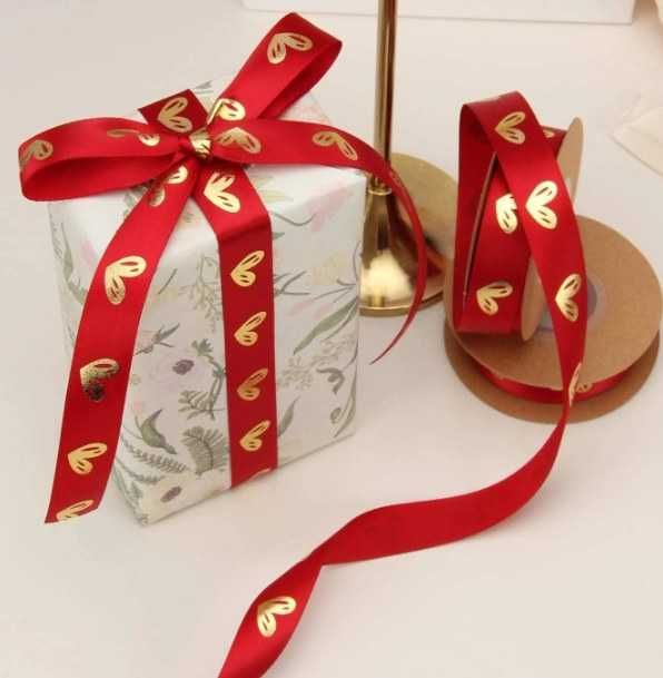 Panglica satin imprimata inimi