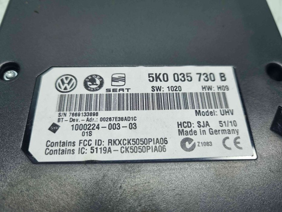 Modul bluetooth Volkswagen Golf 6 (5K1) [Fabr 2009-2013] 5K0035730B