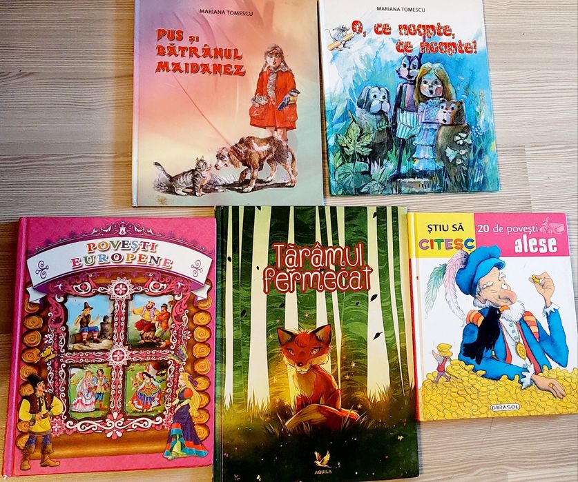 Set carti povesti cartonate cu pagini lucioase si ilustratii