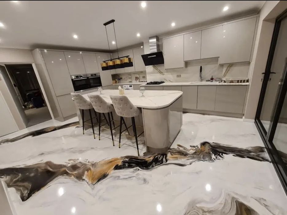 Мраморный пол под бетон