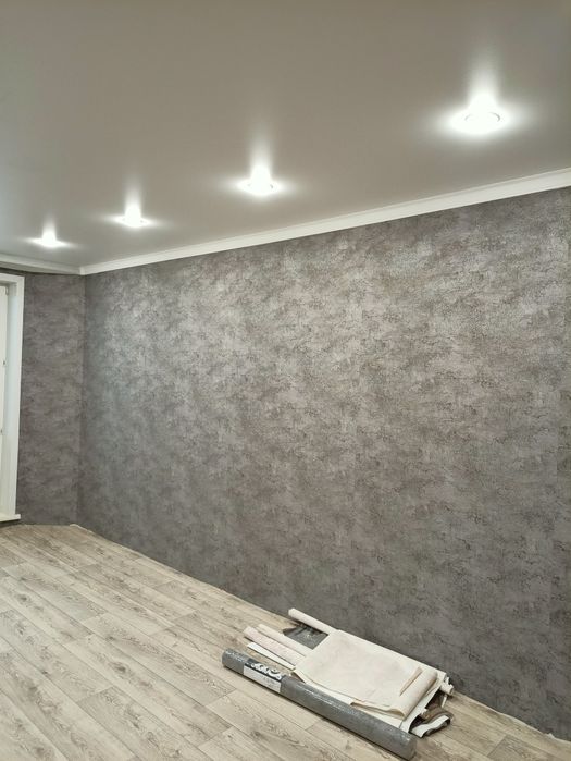 Поклейка обоев галтель Покраска