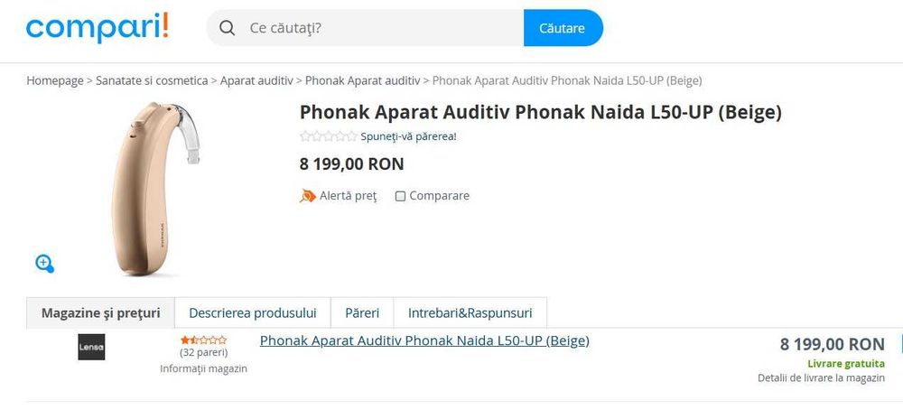 Aparat auditiv Phonak Naida P50 UP-garantie