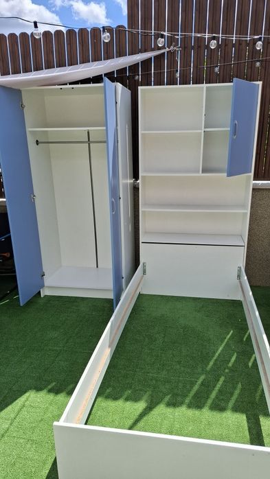 Set mobilier cameră copii – Pat + Dulap + Bibliotecă