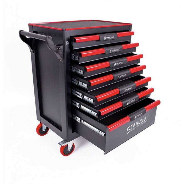 Шкаф - количка за инструменти със 7 чекмеджета , STAHLMAYER - Red Line