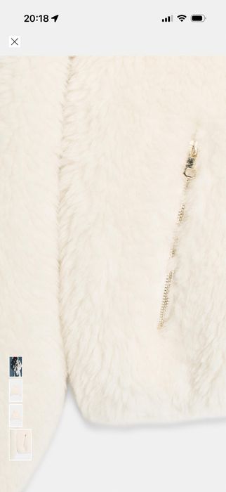 Бяло пухкаво якенце на Zara, с качулка, ново с втикет, размер М