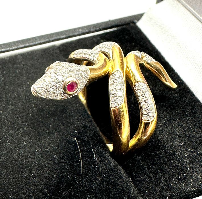 Пръстен змия в сребро и злато с диаманти и очи с рубини! Договаряне!