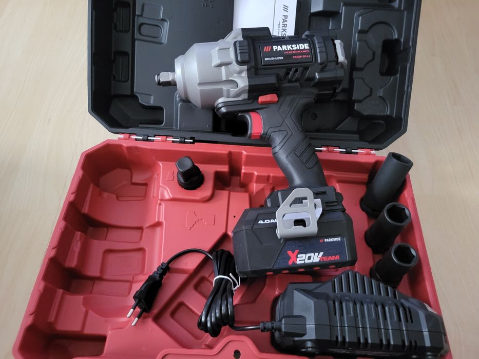 НОВ Гайковерт Parkside Performance Безчетков 1898Nm 4A Комлект