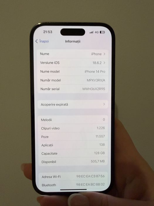 Iphone 14 pro, negru, 128GB