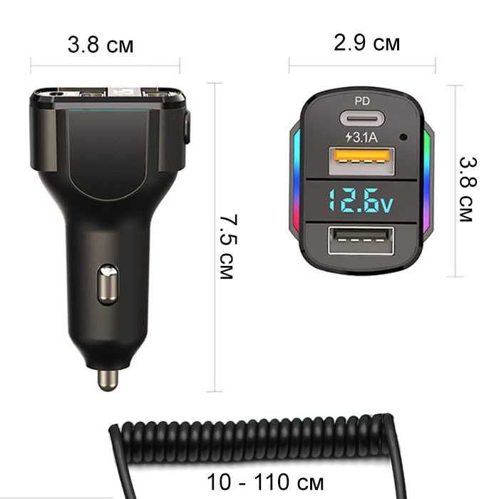 Бързо зарядно К4 с 2 USB порта и кабел