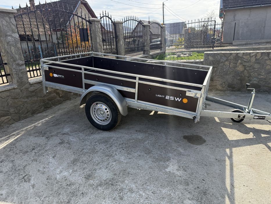 Remorca auto 750 kg cu sistem de rabatare 1350 latime x 2500 lungime remorcuta auto an fabricatie 2025 zincata remorca atv etc