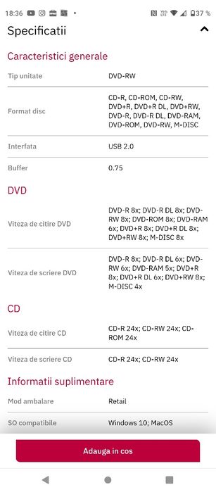 Unitate optica externă LG